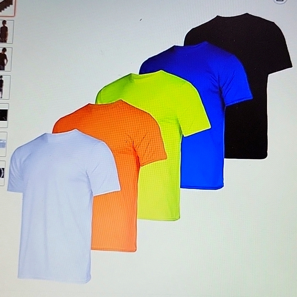 REAL ESSENTIALS 5 pack Youth DryFit moisture Wick short sleeve tee shirt…M NEW